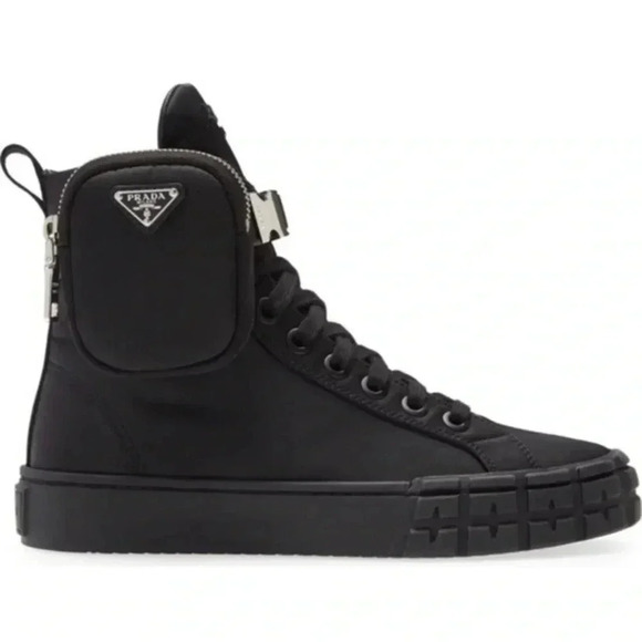 PRADA Wheel High Too Combat Sneaker with Pouch, Size 8US - Picture 1 of 12